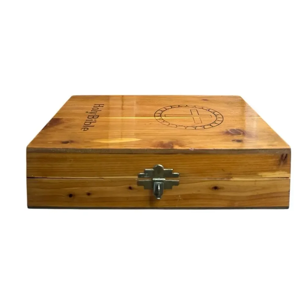 Vintage Holy Bible Wooden Carrying Storage Case Carpenters Union Made Nashville